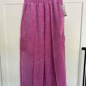 Wide Leg Pink/Rose Corduroy Pants